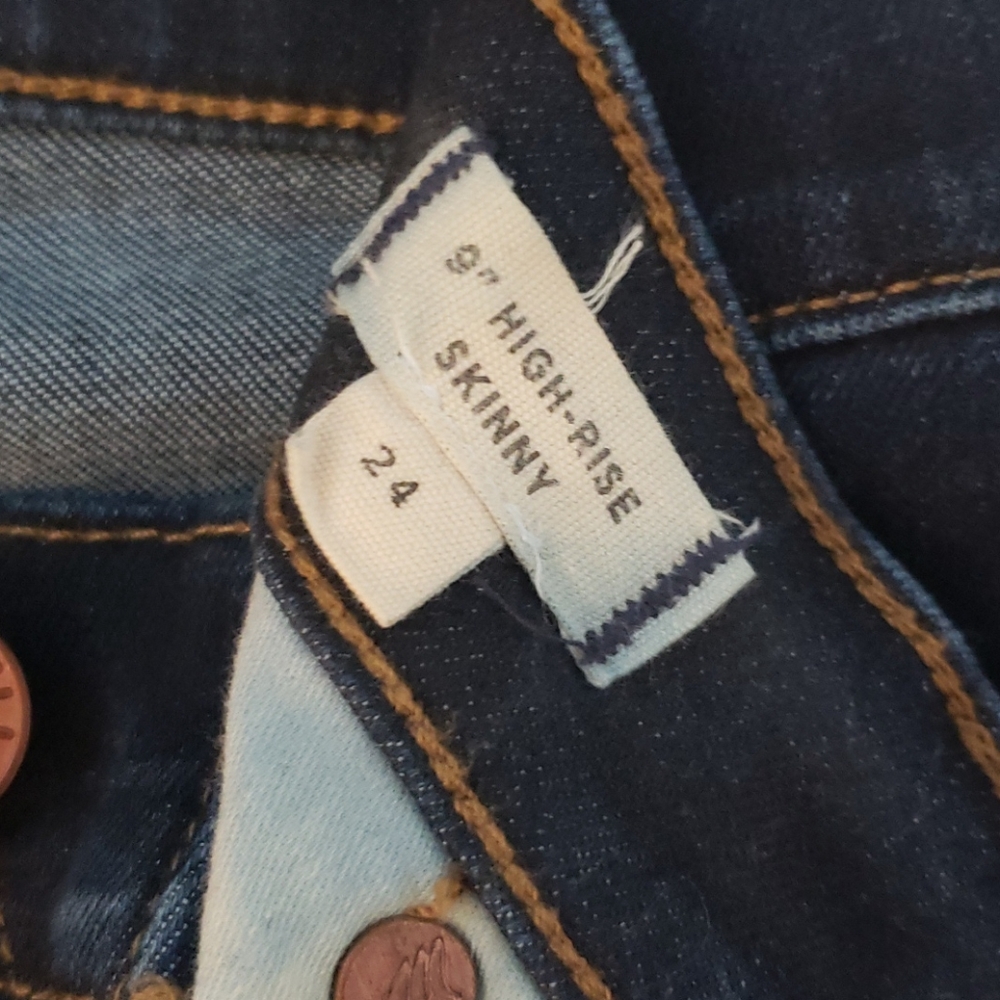 Madewell 9 inch High Rise Skinny Sz 24 dark blue - Picture 2 of 5